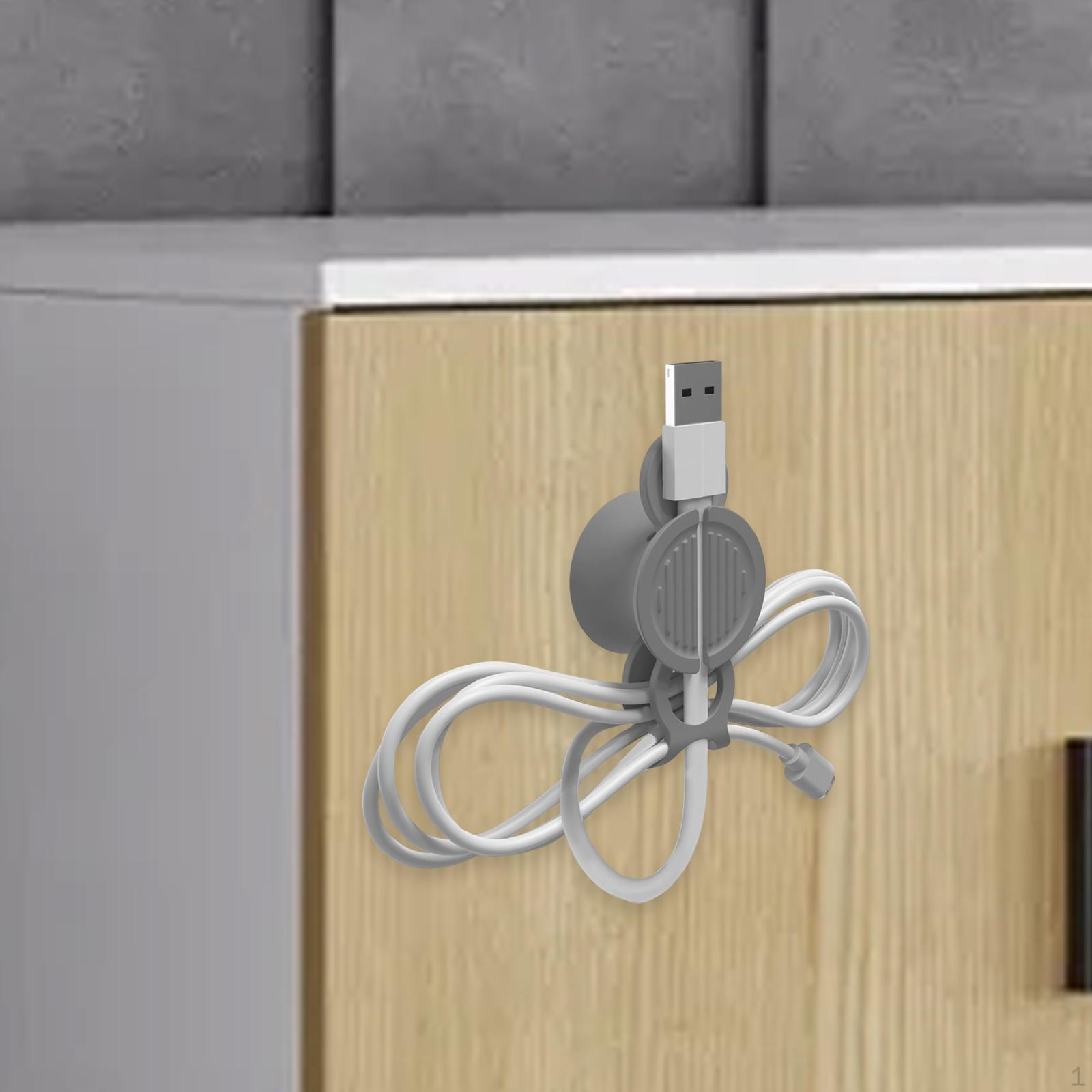 

Cable Organizer Hanger Multifunctional Silicone Ties Wire Line Storge Holder Cord Management сірий колір