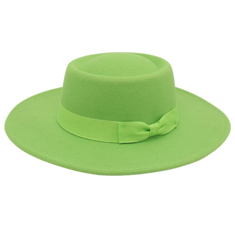 Popular Top Hat Versatile Bow Dome Convex Top Big Brim Fashion Casual Woolen Felt Hat Top Hat Hat