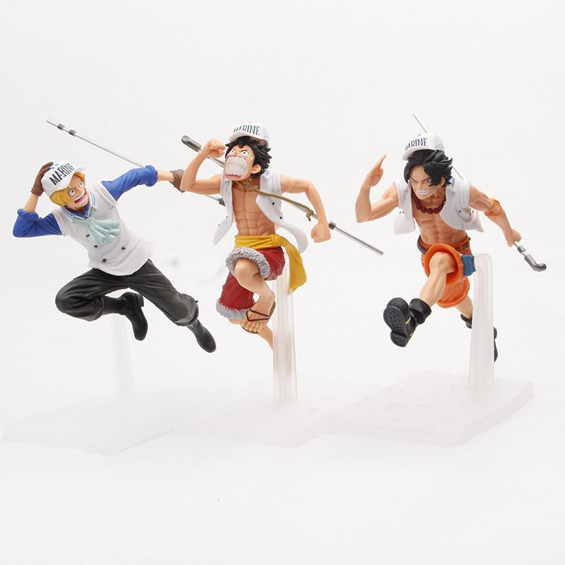 Exquisite One Piece Luffy Ace Sabo Figure Set Dream Navy Running Brothers Pvc Toy
