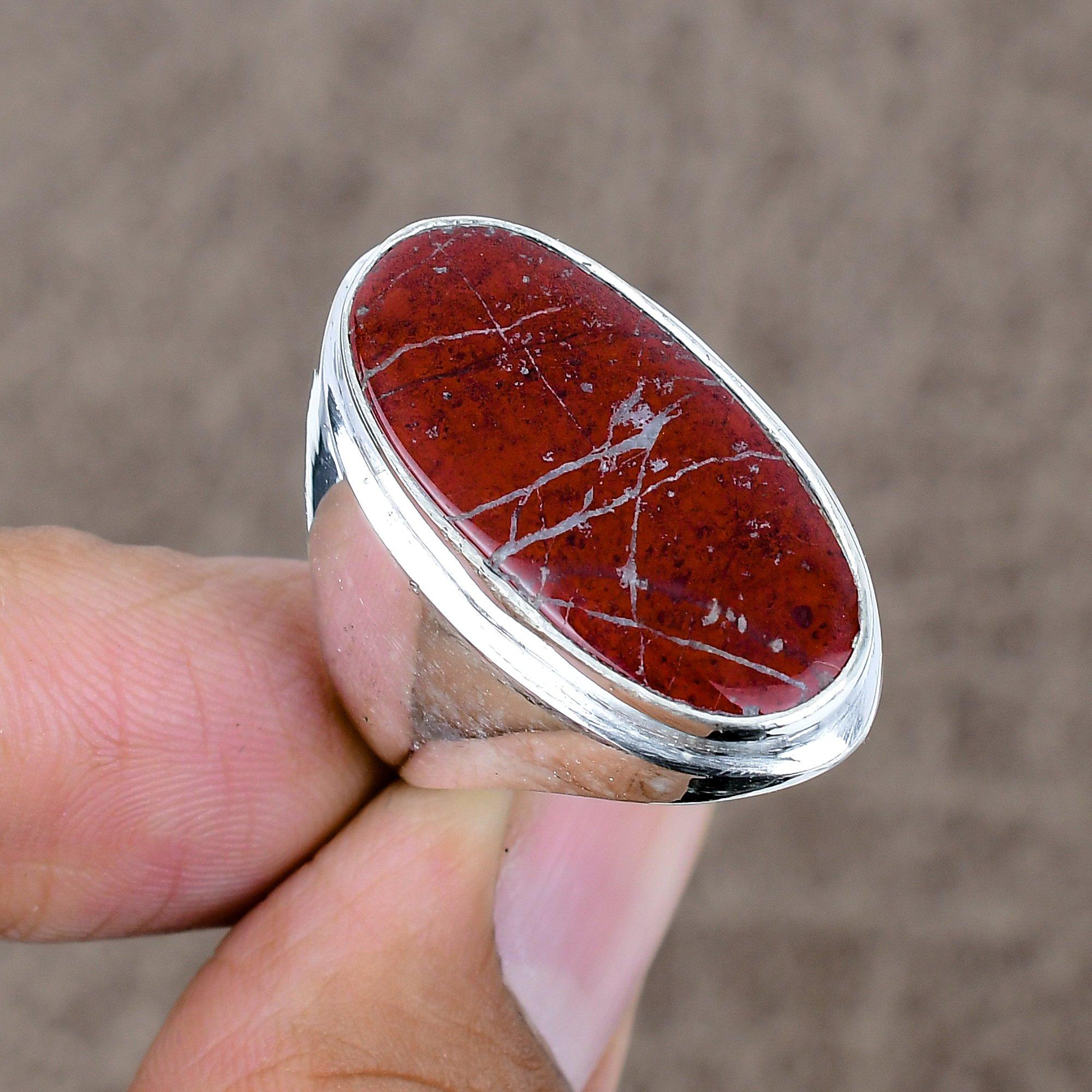 

Red River Jasper Genstone Handmade 925 Sterling Silver Jewelry Ring Size 8 KKG-509