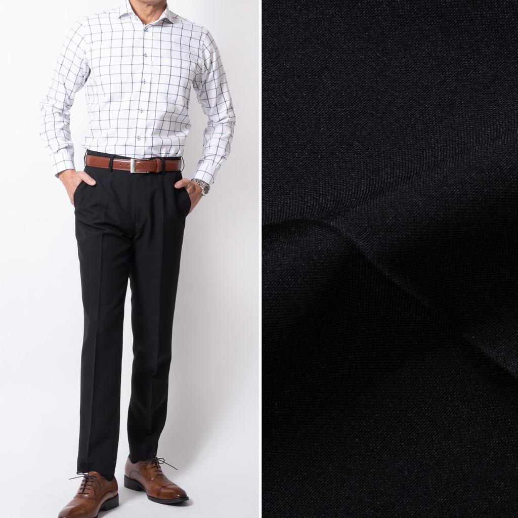 no for washable inseam waist 76cm [United Gold] Men's slacks, hemmed, pleats, spring, summer, fall, business, [1] Black, 71cm,