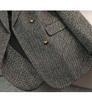 Women's Coffee-Colored Wool Blend Suit Jacket - Winter 2025, Padded, Thick, Loose Fit, Large Size.