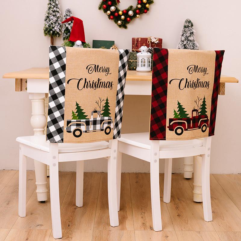Chair Festive Christmas Covers In Red And Black Plaid For Holiday Home Decor