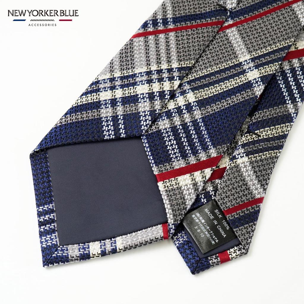 [New Yorker Blue] Check Pattern (Multi-Check) Necktie NB915913 Navy Gray Free Size Business Suit Style Gift