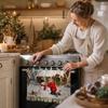 Christmas Stove Oven Dishwasher Cover Curtain for Kitchen Holiday Home Decor
