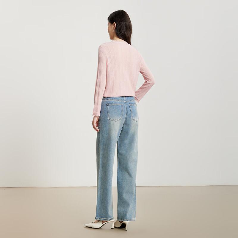 Ge Jin Women's Spring/Autumn Casual Slim-fit Diagonal Button Long-Sleeve Knit Top