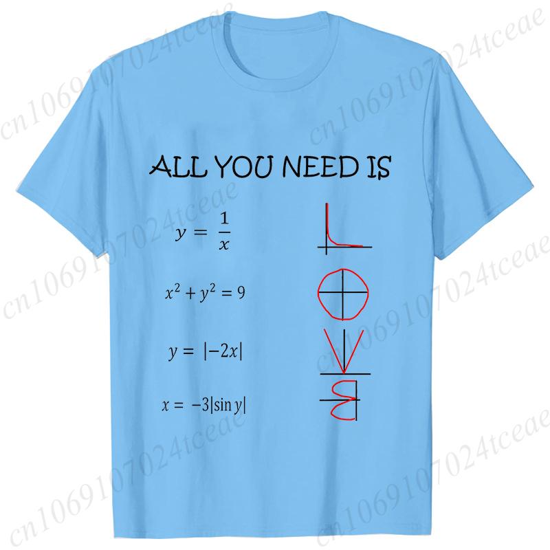 Retro Men's T-Shirt All You Need Is Love Math Equation Short Sleeve T-Shirt Summer Casual Tees Top Loose Oversize T-Shirt Men