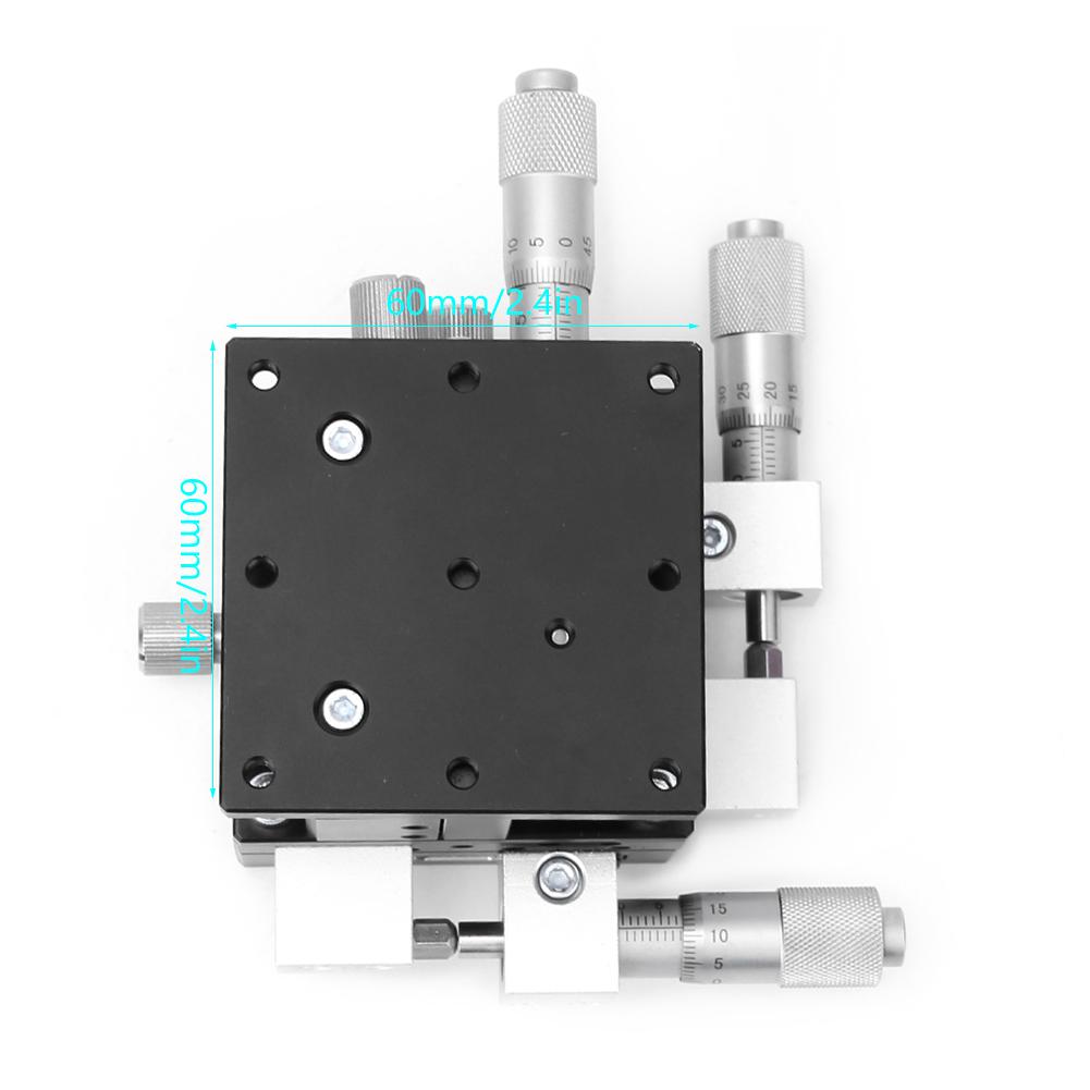 LD60LM XYZ 3Axes Manual Linear Stage Trimming Platform Tuning Sliding Table 60 X 60mm