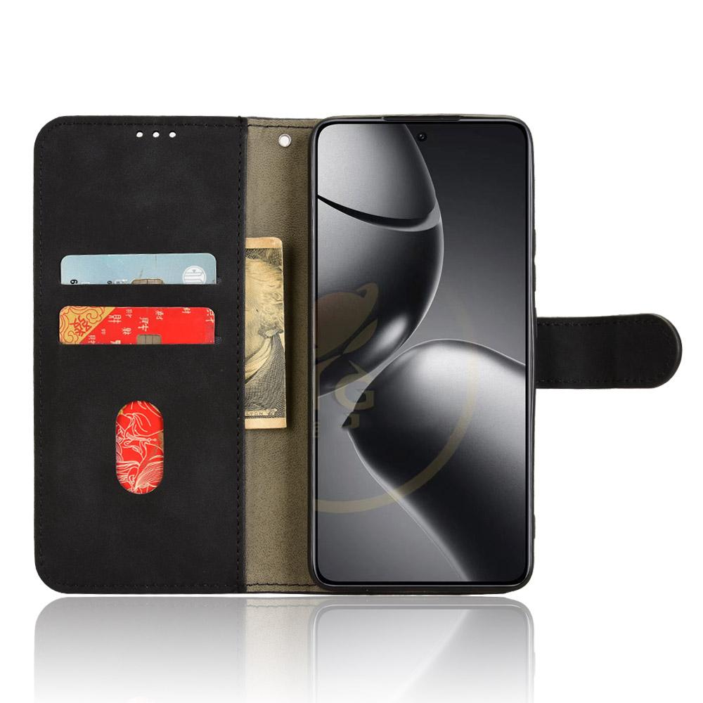 

For Xiaomi 14T Pro Leather Case Skin-Feel Anti-Drop Wallet Flip Phone Cover Black