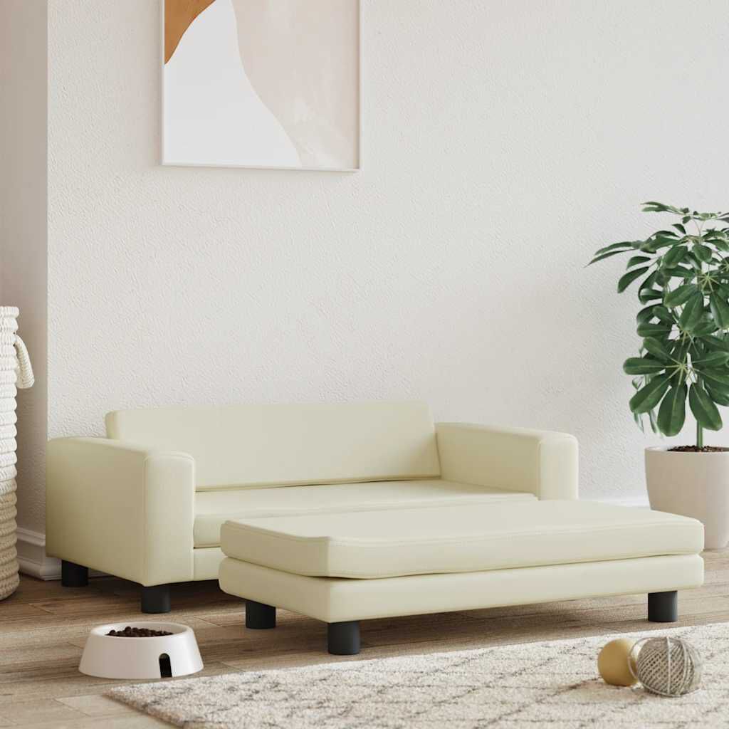 vidaXL Dog Bed with Extension Cream 100x50x30 Cm Faux Leather