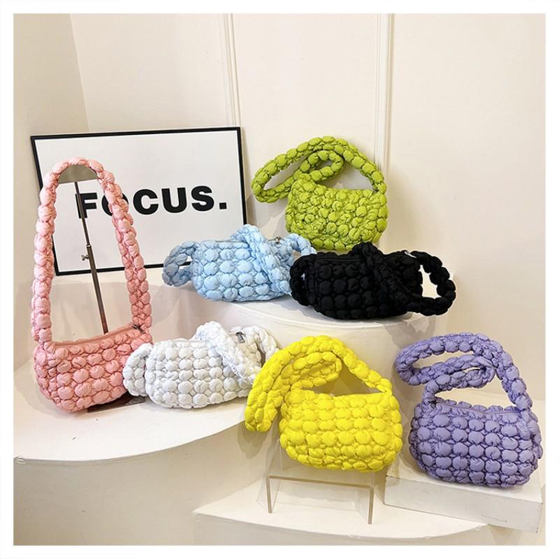 Korean Bag Women 2025 New All-matching Round Bubble Pleated Cross-body