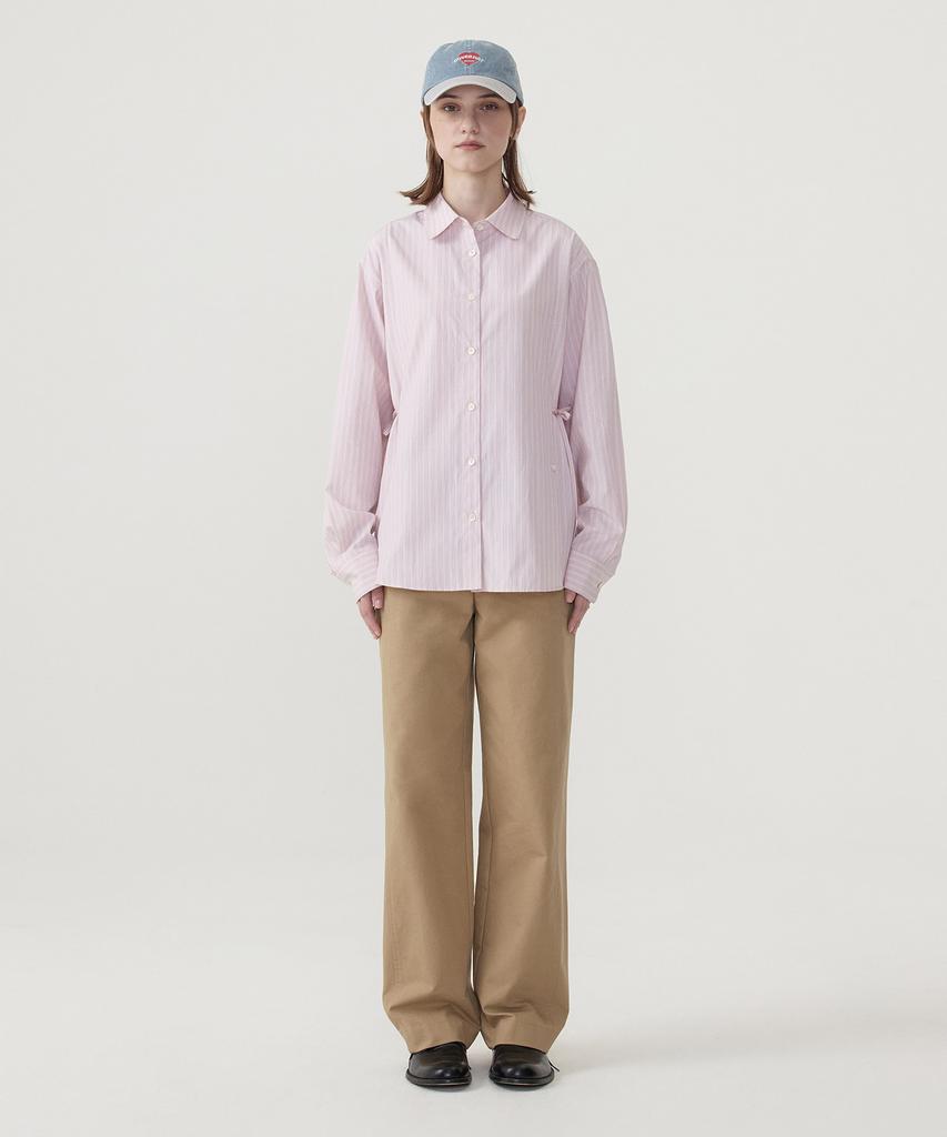 COVERNAT WOMAN Oversized Striped Shirt Light Pink