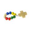 Natural Pine Wood Bead Finger Chain Rosary with Faith Symbol Handcrafted for Baptism and Individual Adornment