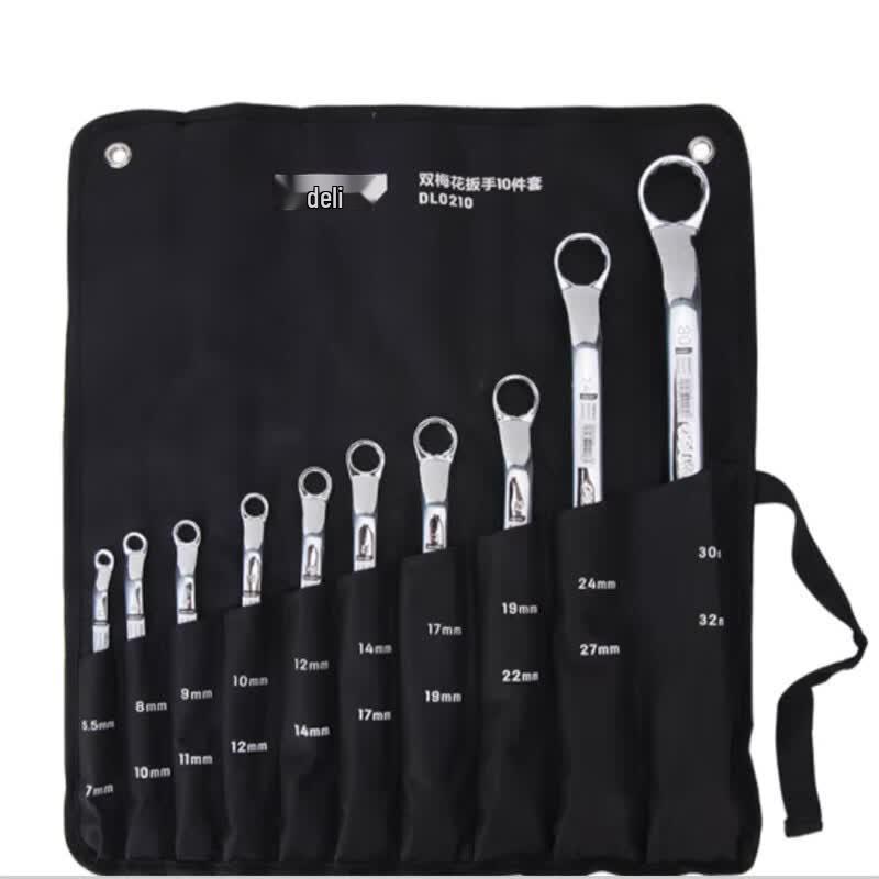 Deli 10-Piece Mirror Double-End Ring Spanner Set