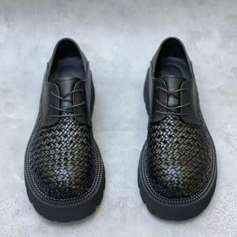 

Туфли Дерби с большой головкой мужские с продвинутым чувством для работы, на толстой подошве, ручной работы, на одном педале, полые, дышащие, повседневные, увеличивающие рост, трендовые 44