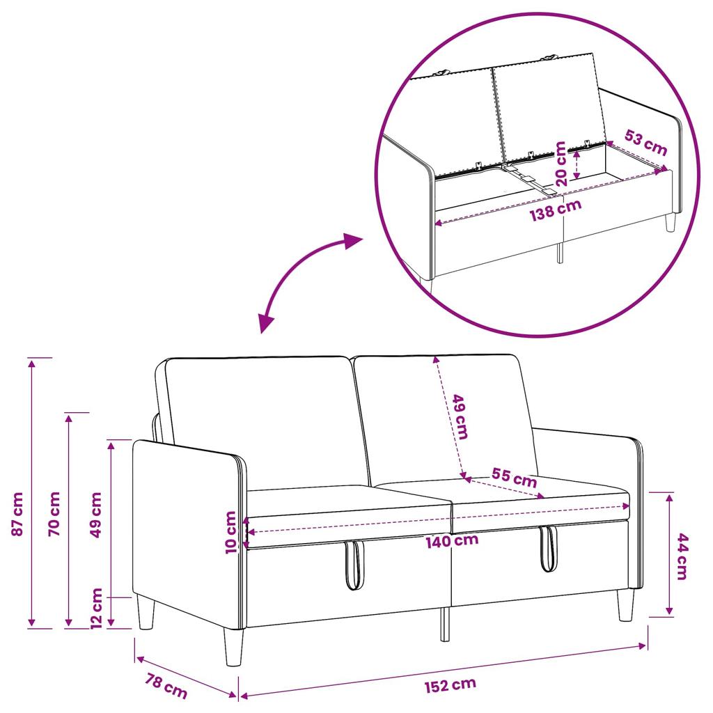 Storage Sofa in Light Grey 152 x 78 x 87 cm Polyester