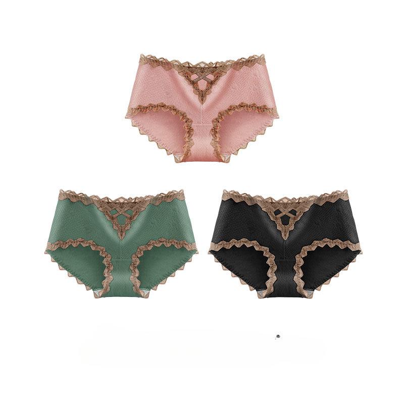 

Женское нижнее белье из 3 предметов с открытой талией и сексуальными кружевными краями, удобная обтягивающая бедра нижняя часть и треугольные трусики M