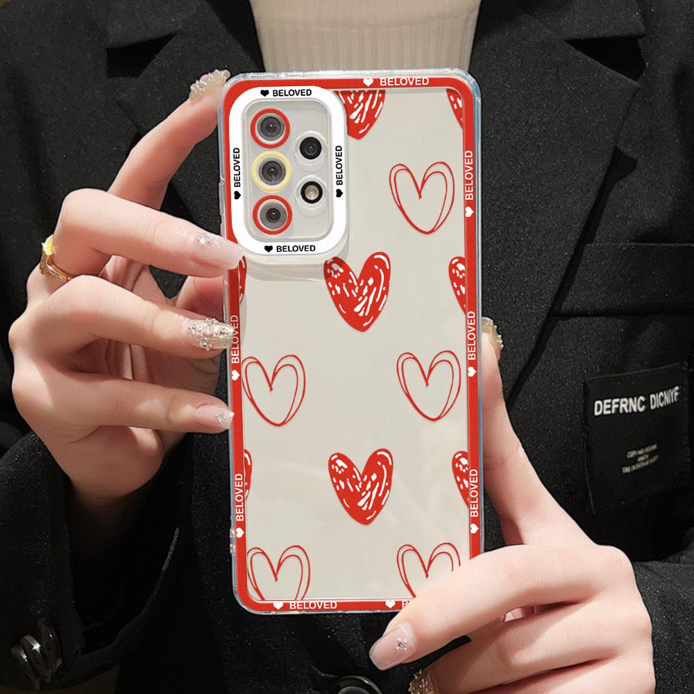Case For Samsung Galaxy S24 Ultra Funda A54 5G A53 A52 A35 A34 A33 A32 A14 A13 S23 Plus S22 S21 S20 FE Love Heart Soft Cover