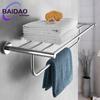 Stainless Steel Bathroom Towel Rack Set with Mirror Shelf & Nail-Free Installation