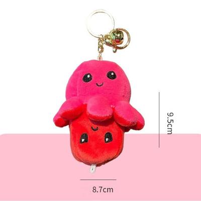 Chaveiro de pelúcia fofo de desenho animado de polvo de dupla face, pingente de mochila, enfeite pendurado, brinquedo de pelúcia