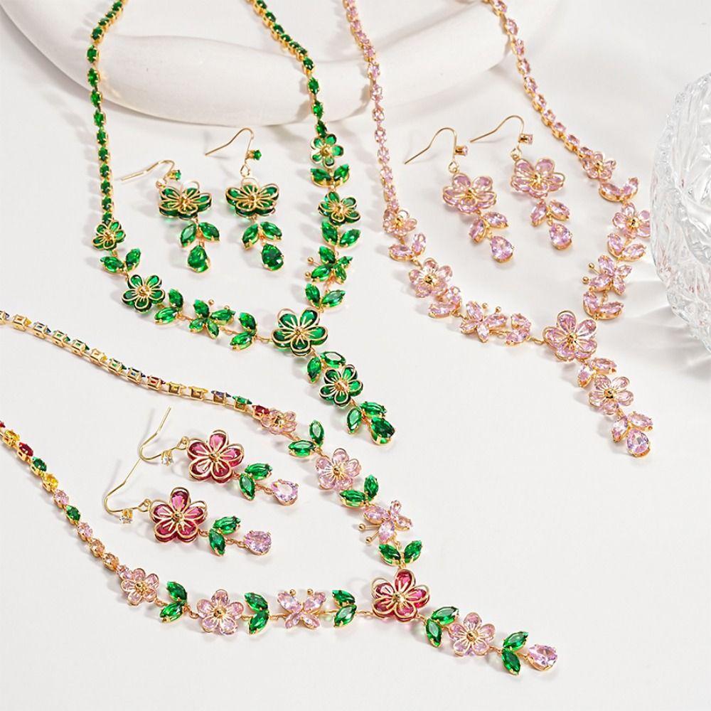 Exquisite Zircon Necklaces Sweet Jewelry Set Niche Clavicle Chain  Jewelry Accessories