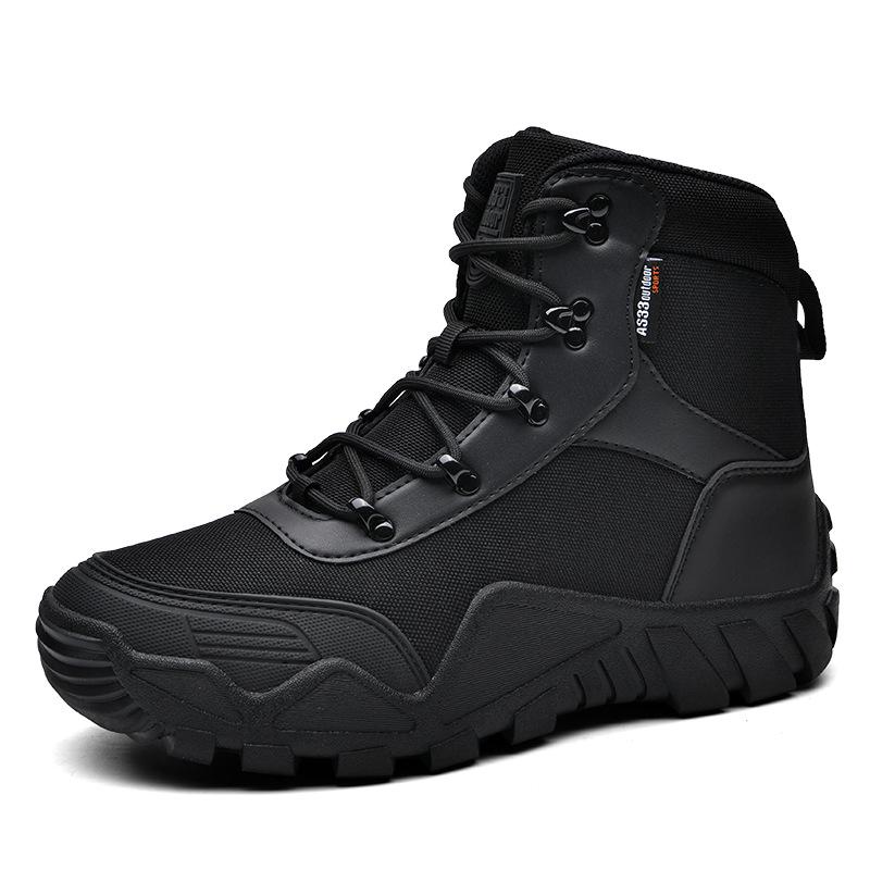 Men's Large Size Anti-slip Outdoor Hiking Combat Boots - Casual Lace-up Thick-soled Military Boots