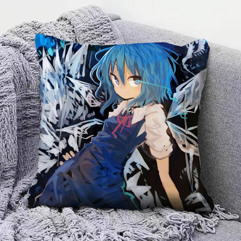 TOUHOU Project Cirno Cute Anime Girl Pillow Covers Home Sofa Cushion Covers and Aecorative Custom