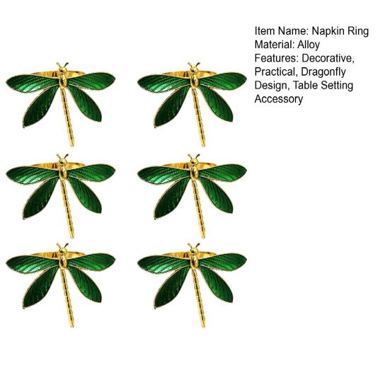 Dragonfly Napkin Ring Metal Springtime Napkin Holder Green Dragonfly Napkin Ring for Table Settings Wedding Holiday Dinners Decoration