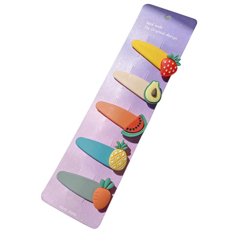 

5 Pcs/set Children s Hair Accessories resin Wool Flower Fruit Hairpin Set #4 #1