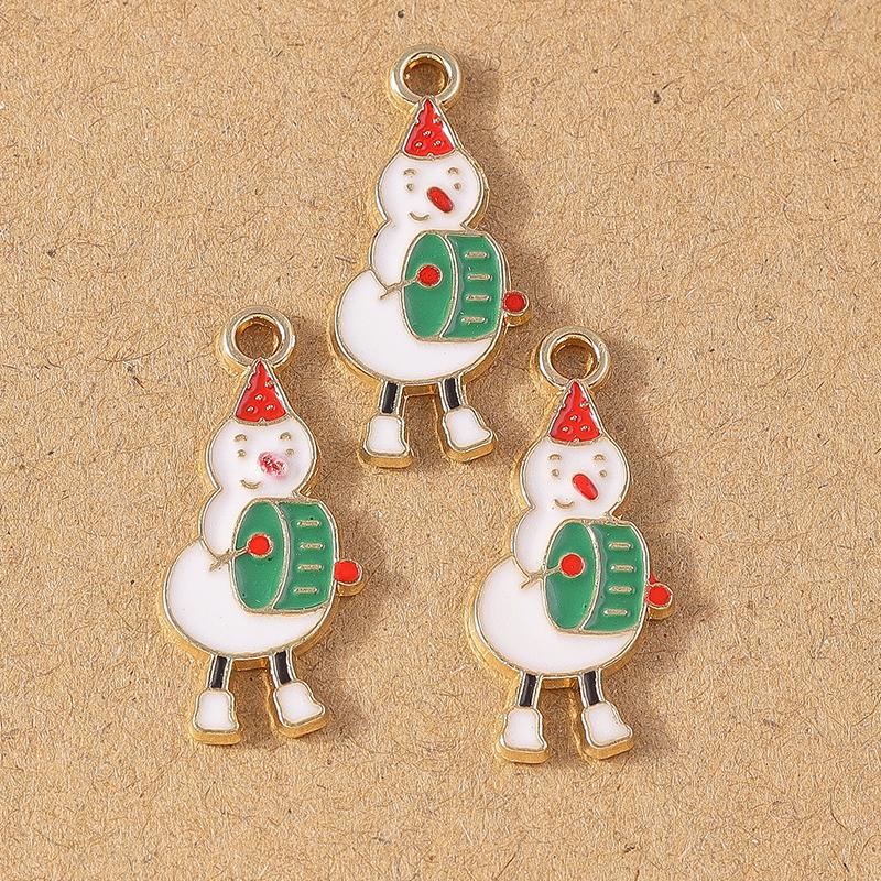 10pcs Enamel Christmas Tree Snowman Pendant Charms for Jewelry Making Christmas Earrings Necklaces DIY Accessories Supplies