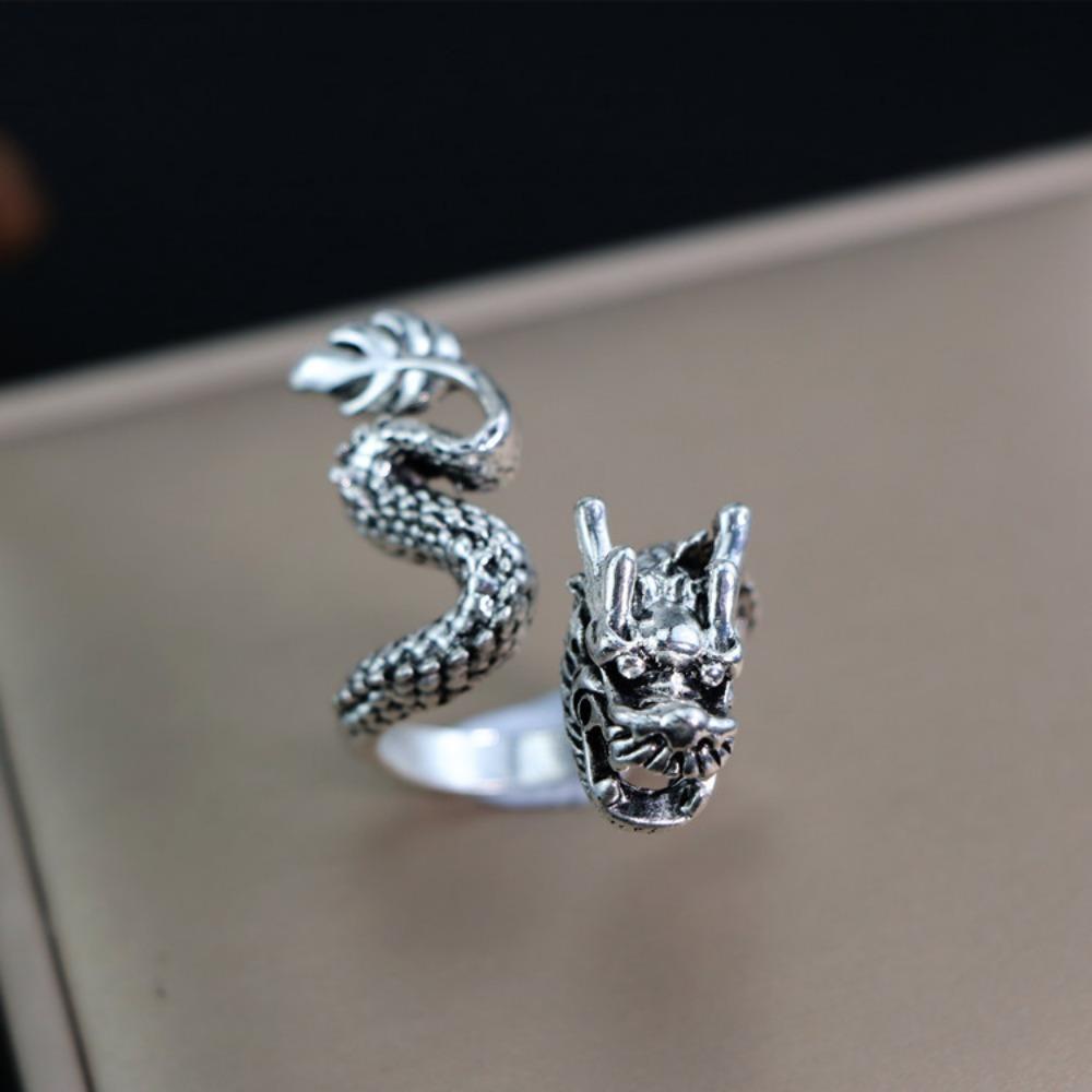 European and American Men's Trendy Metal Ring, Retro Style Cool and Handsome Design Totem Geometric Men's Ring