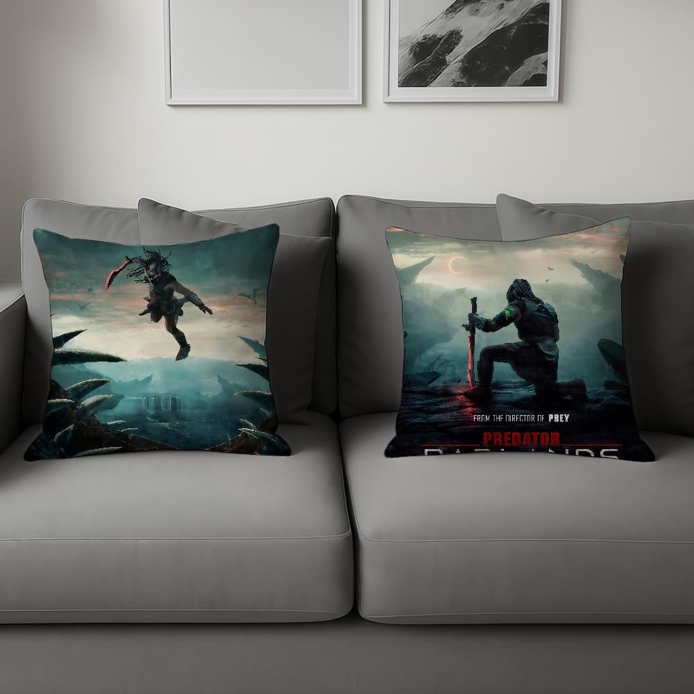 Movie P-Predator B-Badlands Cushion Cover Double Sided Printed Polyester Pillowcase Pattern Decorative Zipper Cushion Cover