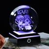 3D Carved Crystal Ball Cartoon Couple Ornament Gift