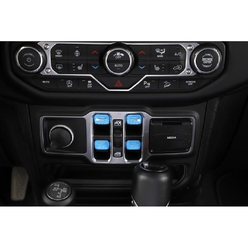 Light Blue Window Control Switch Button Decor Cover Trim For Jeep Wrangler JL JT