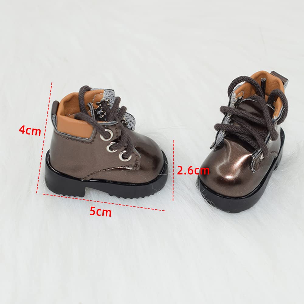 niannyyhouse 15cm Plush Shoes, 16 BJD Doll, High-Heeled Leather Shoes, 5cm Shoe Length, Dress-Up, Cotton Doll, Accessories (Black)