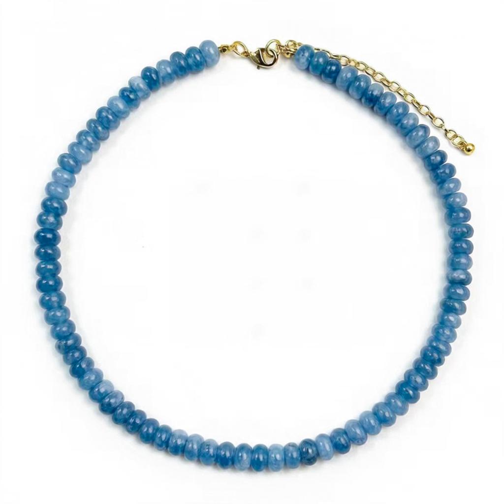 Handgefertigte Süßigkeitenfarbe Kristallstein Perlenkette 5*8 Rondelle Edelstein Abakus Choker mit Vergoldetem Edelstahlverschluss