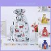 5pcs Christmas Sacks Reusable Drawstring Gift Bags With Cute Holiday Designs