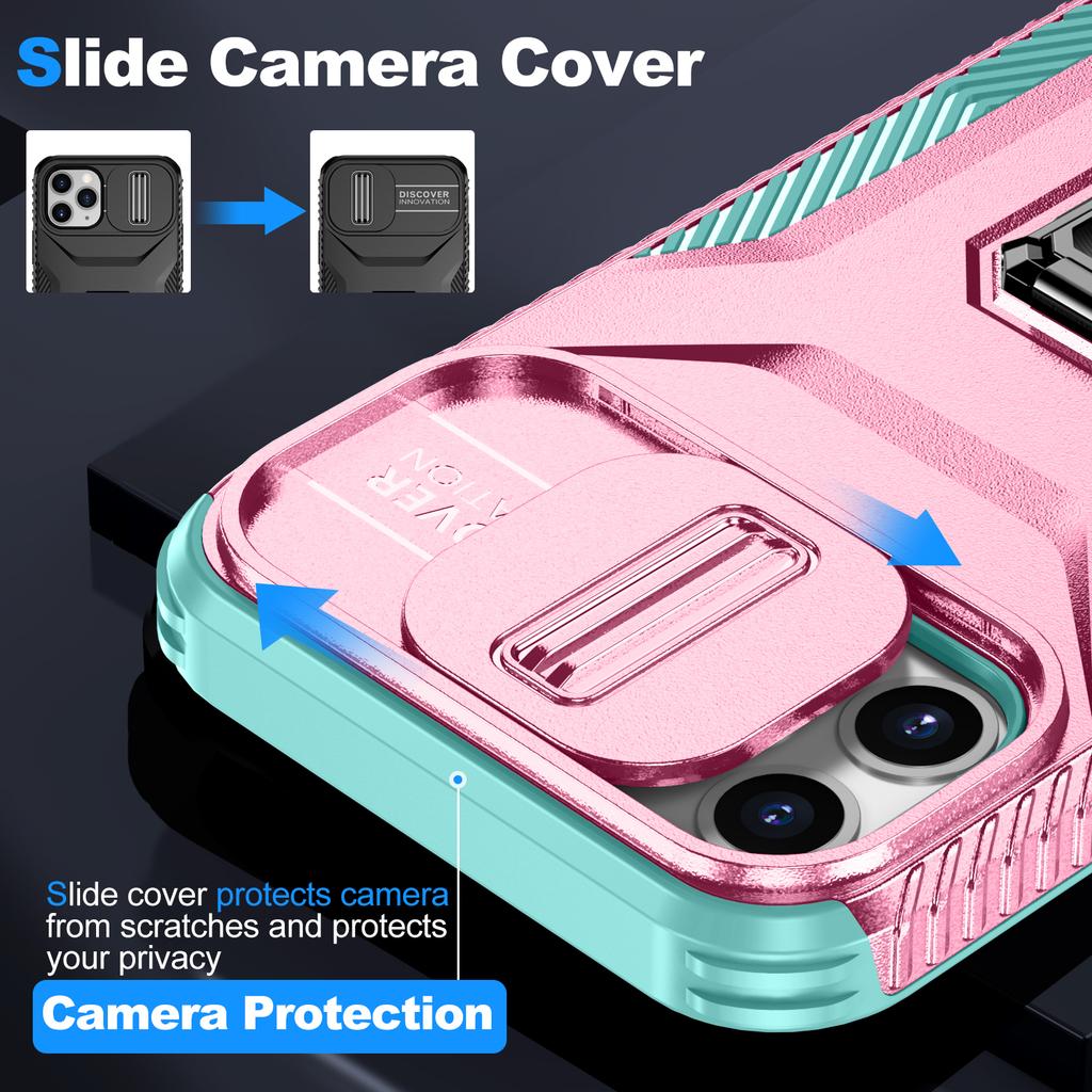 For iPhone 11 Pro Case PC+TPU Phone Cover Sliding Camshield Holder