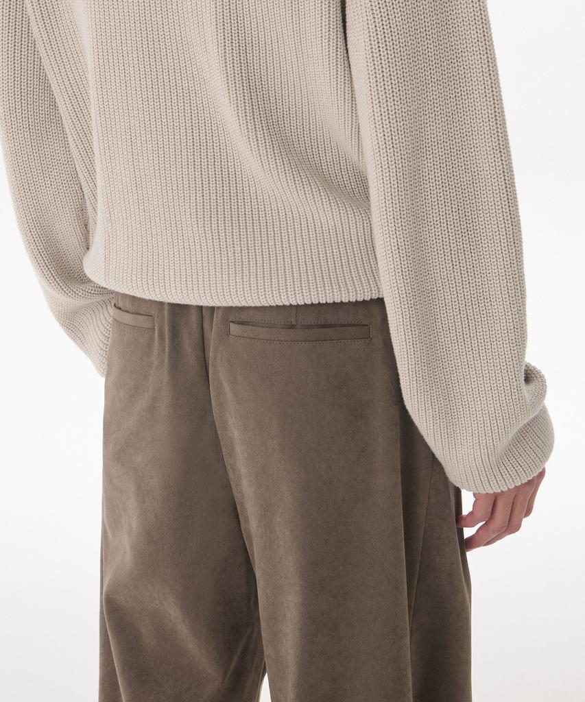 MUSINSA STANDARD Brushed One-Pleat Wide Elastic Pants [Brown]