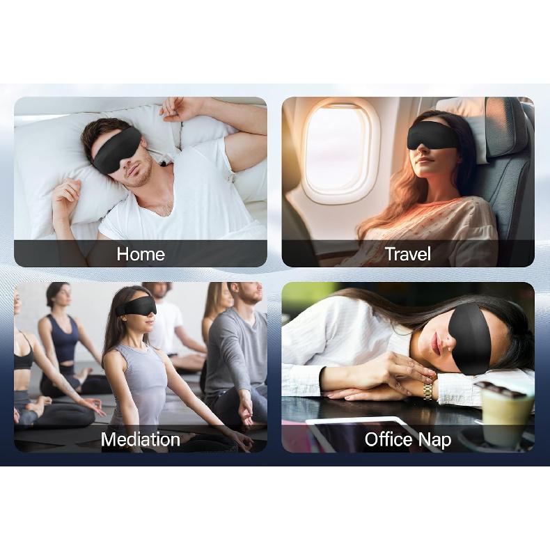 Sleep Mask Blackout, LC-dolida 3D Eye Mask for Sleeping, Soft and No Pressure On Eyes, Sleep Mask for Men Women Sleeping Nap Travel