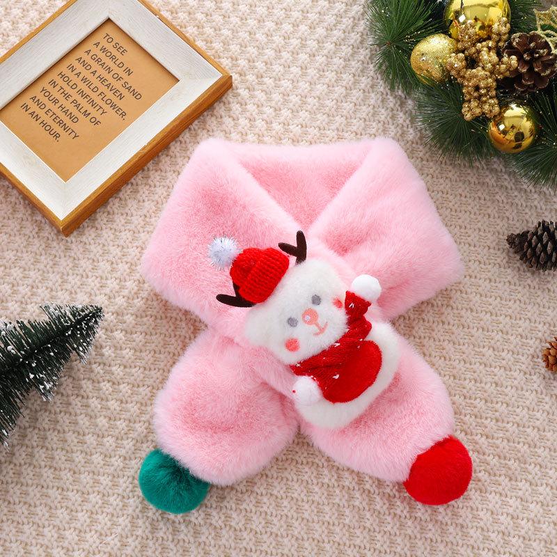 Korean Style Plush Snowman Scarf for Kids - Warm Winter Neck Warmer for Girls & Boys