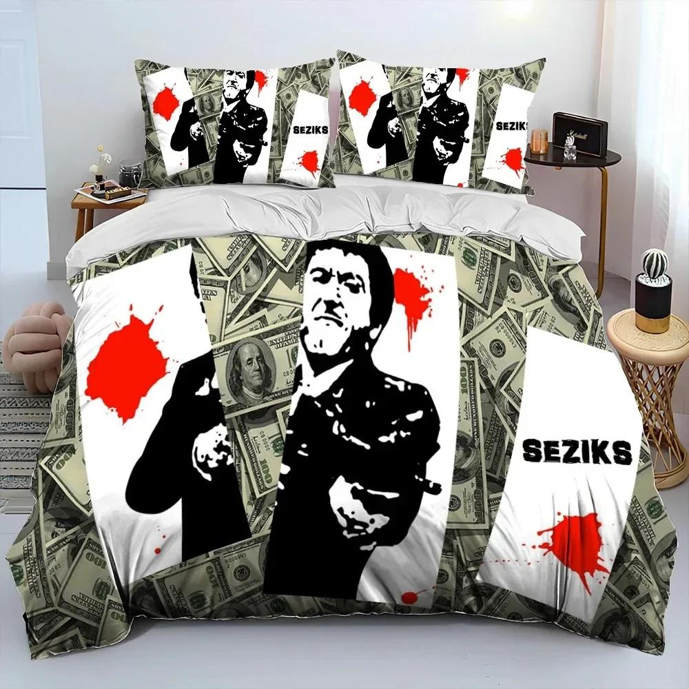 3D Movie Scarface Tony Bedding Set Printed Bed Set With Pillowcase Bed Duvet Cover Soft Single Double Queen Super King Size