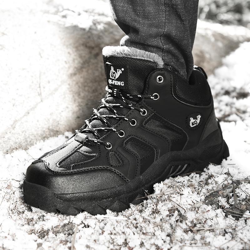 39-48 Uomo Taglie Forti Scarpe alla Moda High Top per Escursionismo e Alpinismo all'Aperto con Imbottitura in Cotone Peluche Scarponi da Neve