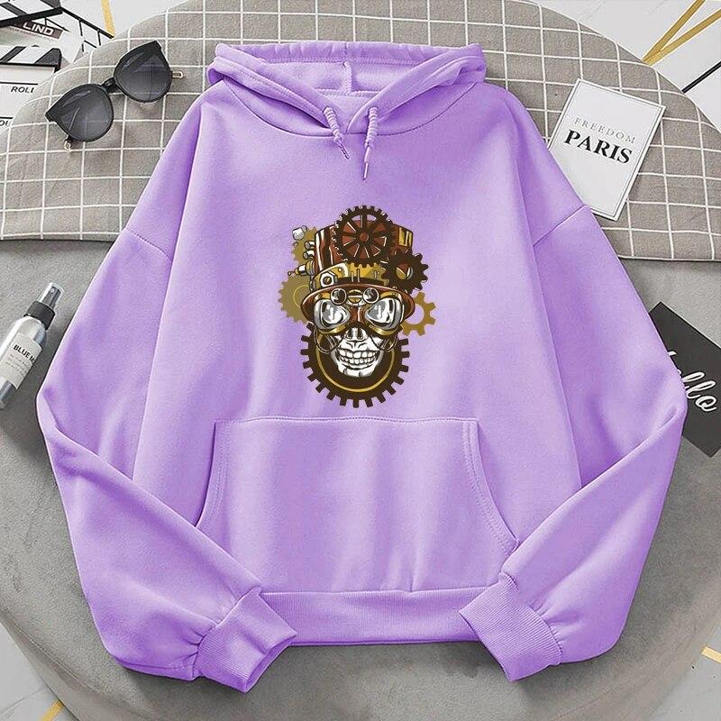 Diseño de Calavera Steampunk del Día de Muertos para Sudaderas de Día de los Muertos para Mujer Unisex Sudaderas con Capucha de Halloween Invierno Fresco Manga Larga