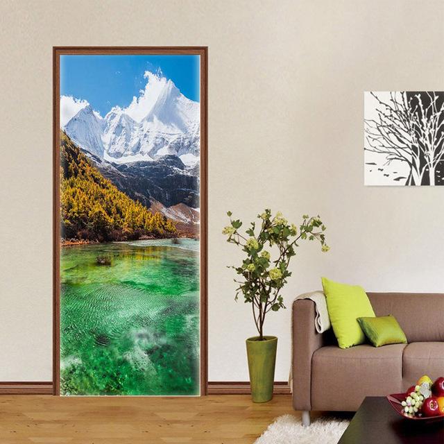 3D samolepka na dveře tapeta samolepicí samolepka na moře krajina pláž na dveře nástěnná malba vinylový plakát do ložnice koupelna domácí dekorace