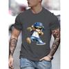 Men's Summer 100 Cotton Fashionable Casual Sports Loose Large Cartoon Cool Bear Pattern Printed Round Neck Short Sleeve T-shirt