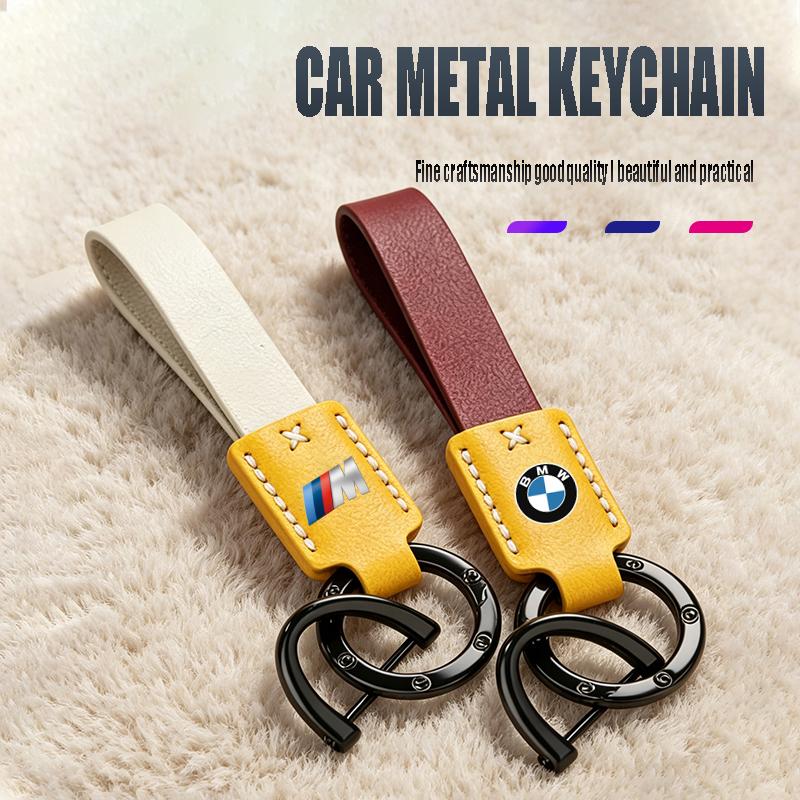 M logo Car Nappa Leather Key Chains Long-style Auto Keyrings For BMW X1 X2 X3 X5 X4 X6 X7 iX3 F20 F10 F07 E70 E46 E90 E92 E60 E3 fxdf89
