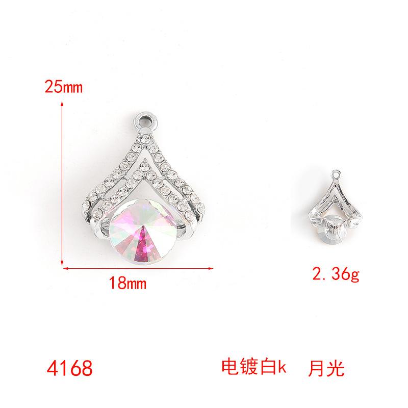 Color Transparent Rhinestone Diy Alloy Jewelry Accessories Diamond-Set Heart Bracelet Necklace Pendant Love Pendant