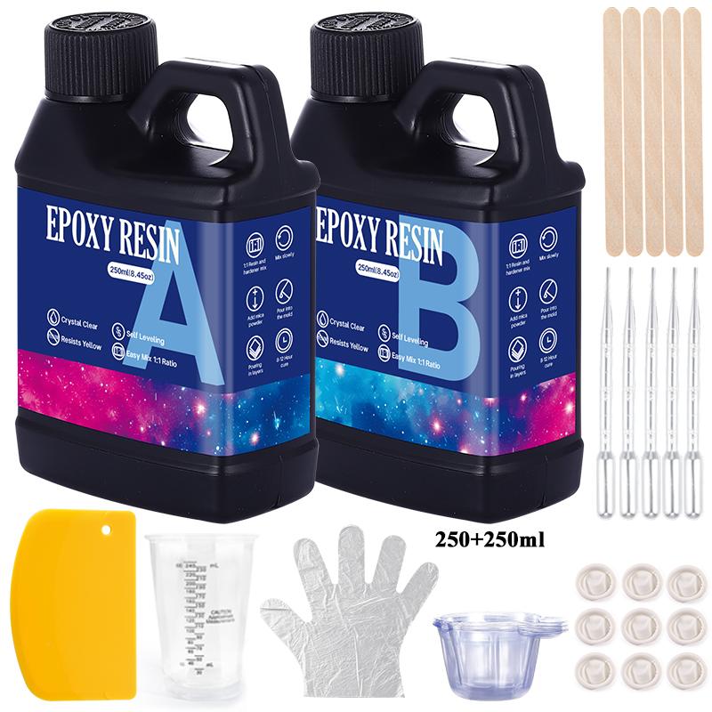 Fast Curing 1:1 Crystal Clear Epoxy Resin Kit Heat Resistant Casting Coating Resin for Art DIY Craft Jewelry Wood Table Top