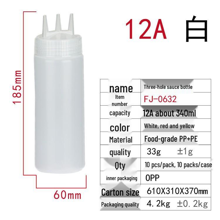 Single-Hole & Three-Hole Squeeze Sauce Bottle: Ideal for Sauces, Jams, and Salad Dressings with a Pointed Spout Design.